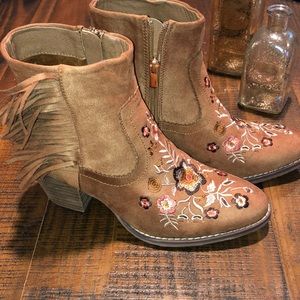 Faux Suede fringe Western Booties